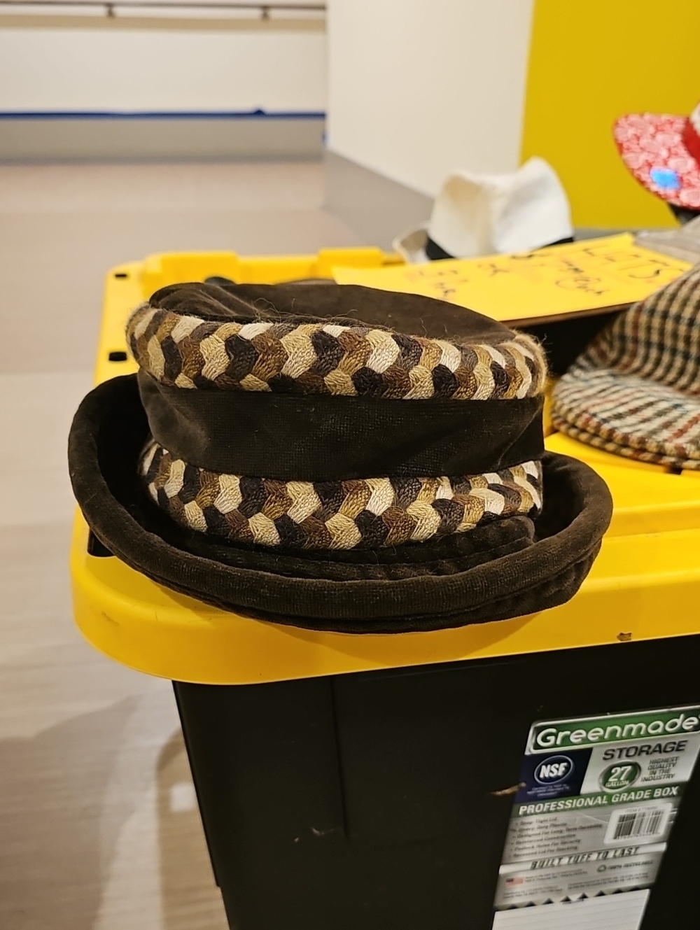 Vintage NORDSTROM Brown Velvet Bucket Toque Hat – Made in Italy – Braided Trim